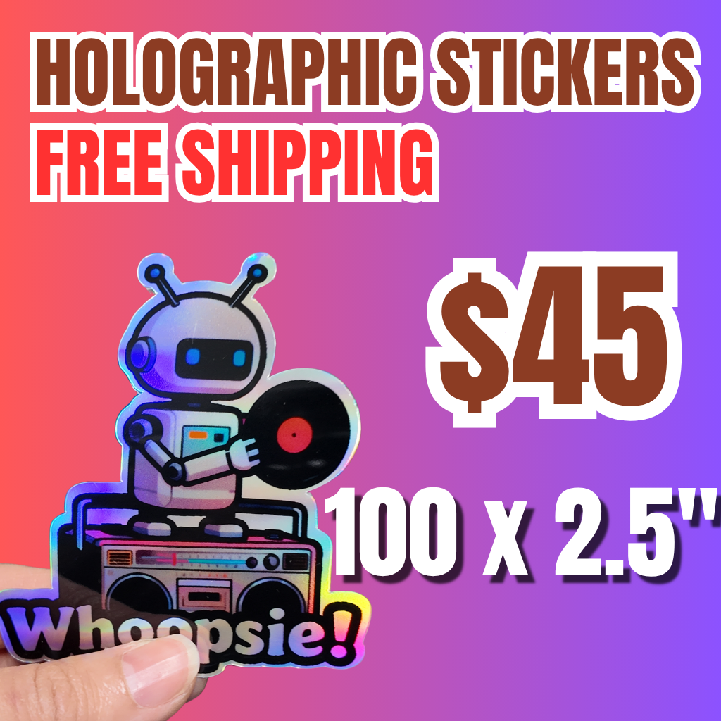 affordable holographic stickers bulk 100 pack 2.5 inch custom vinyl sticker printing $45