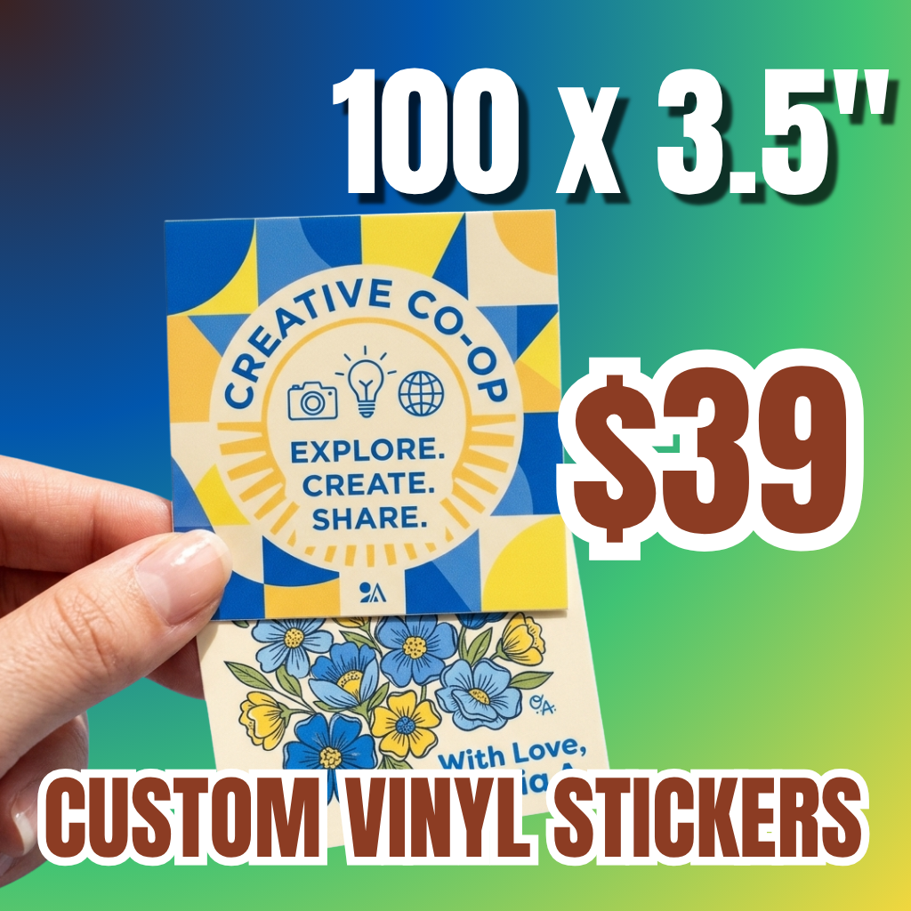 Custom vinyl decal stickers 100 x 3.5 inch square logo labels design waterproof branding decals price 39 dollars