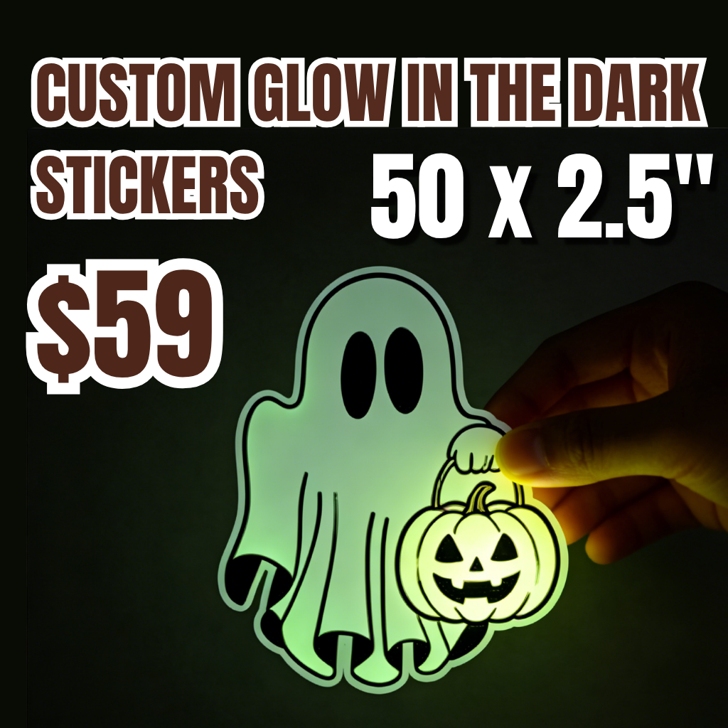 50 pack 2.5 inch glow in the dark stickers glowing vinyl decal sample