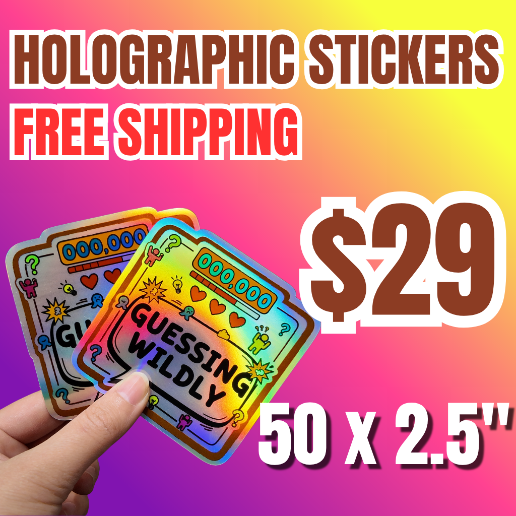 print holographic stickers 50 count 2.5 inch custom holographic decals shiny finish