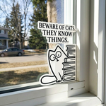 Funny window decals for home – vinyl window sticker on glass with cat design and humorous message