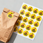 Circle sheet labels yellow round stickers with cherry logo for packaging and paper bags