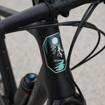 Custom bicycle sticker on bike frame – waterproof vinyl sticker for bikes with mountain design