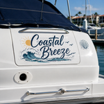 Custom boat decals for boats – vinyl boat name decals with coastal design, personalized boat graphics decals for yachts and boats