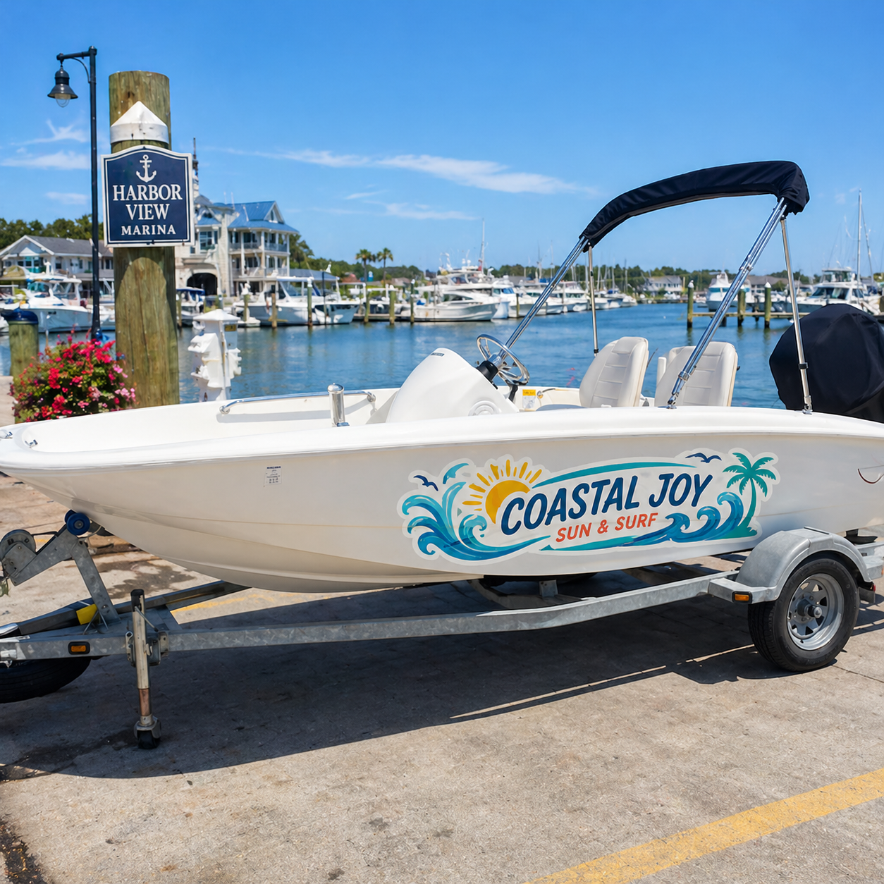 Custom boat decals with logo – personalized vinyl boat graphics decals for small boats, pontoon boat decals and fishing decals for boats