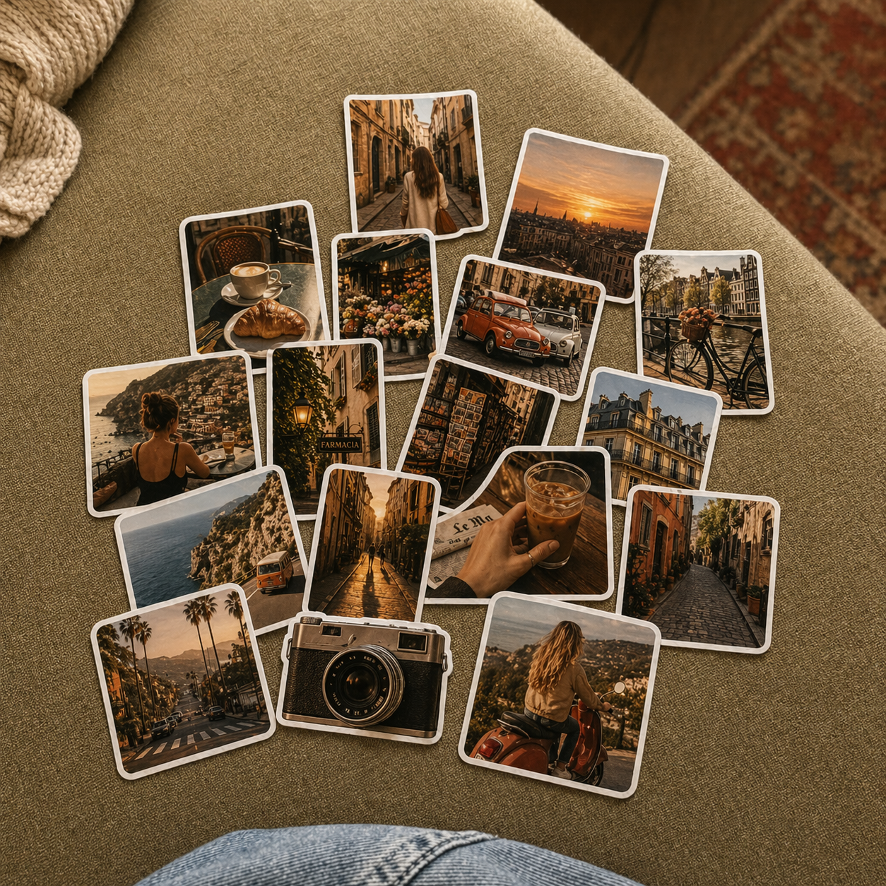 Custom 4 inch photo sticker singles arranged in collage – personalized photo stickers for memories and gifts