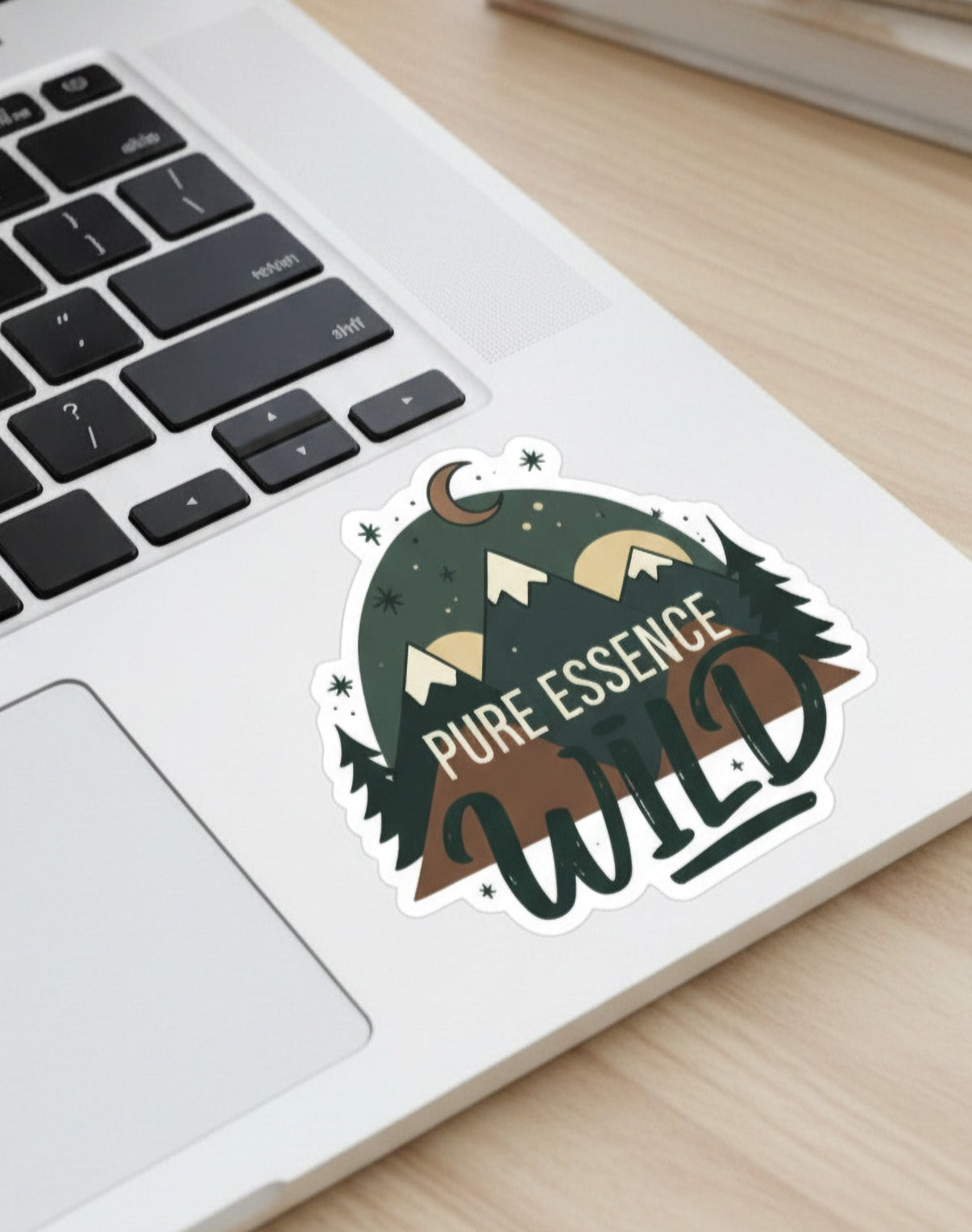 Custom creative sticker applied on laptop for personal expression and design
