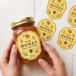 Custom honey labels on jar – personalized honey jar labels with label sheet for packaging, honey label printing, and small business branding