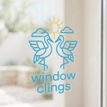 Custom static window clings with decorative bird design applied on glass reusable static cling decals without adhesive