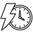 icon with black outline of a clock with a lightning bolt on a white background to represent Fast Turnaround Time