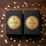 Gold round labels for black gift boxes, showcasing high-quality gold foil stickers for product packaging.