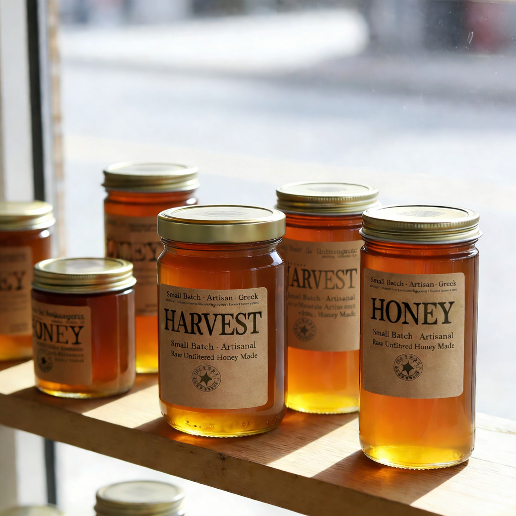 Honey jar label collection custom packaging design for different honey variants branding