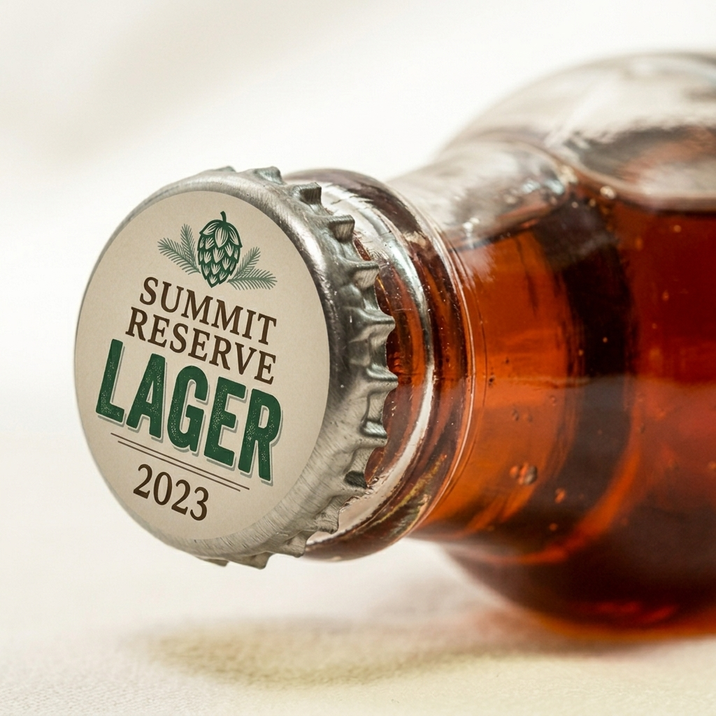 Beer bottles with custom craft brewery labels featuring vintage style branding and product packaging design