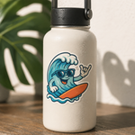 Removable sticker with wave illustration for water bottle reusable vinyl decal