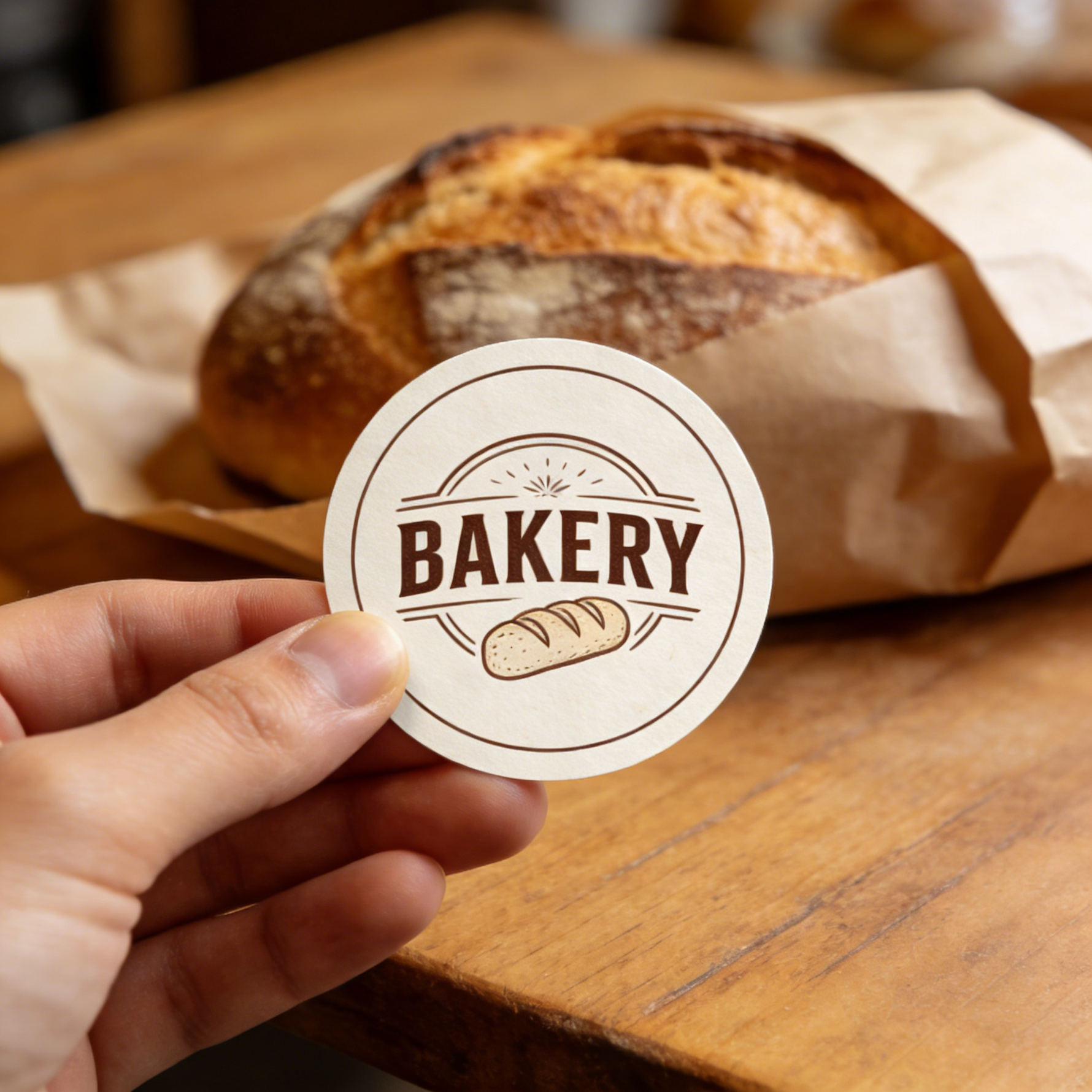 Round bakery label sticker custom logo seal for bread and pastry packaging