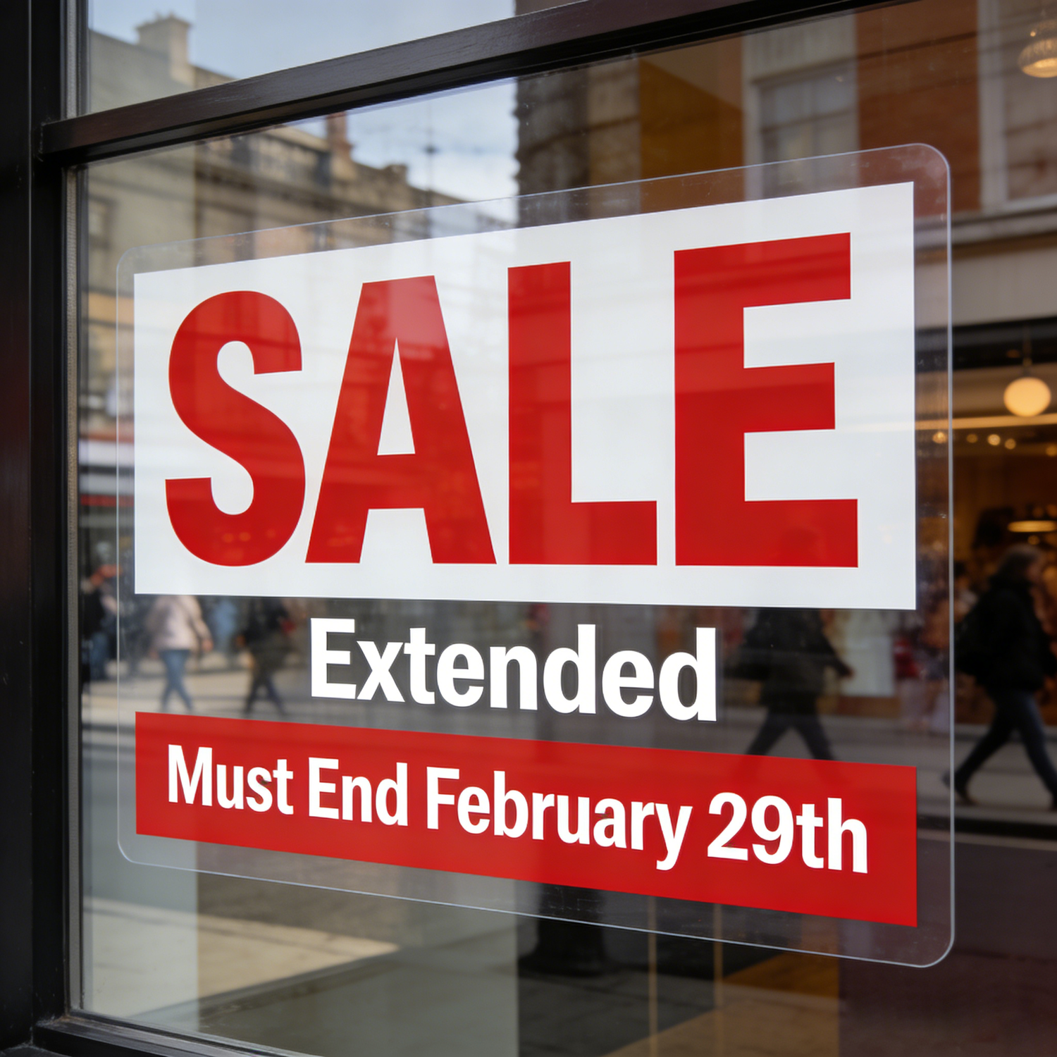 Custom static cling sale window sign applied on storefront glass removable and reusable decal for retail promotion