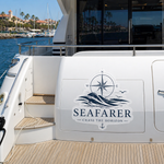 Personalized boat decals for yachts – custom boat name decals with compass design, vinyl boat decals for sailboats and luxury boats