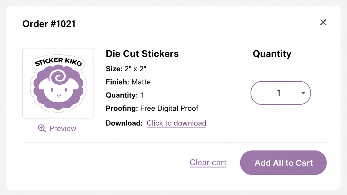 Step 4: Select quantity and add to cart. Screenshot of reorder page with quantity selector and 'Add All to Cart' button highlighted.