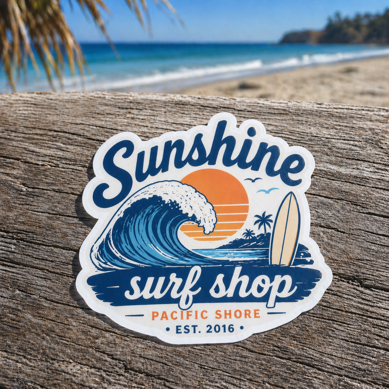 Surf shop sticker design – custom surf stickers and surf brand stickers for boards, shops, and accessories