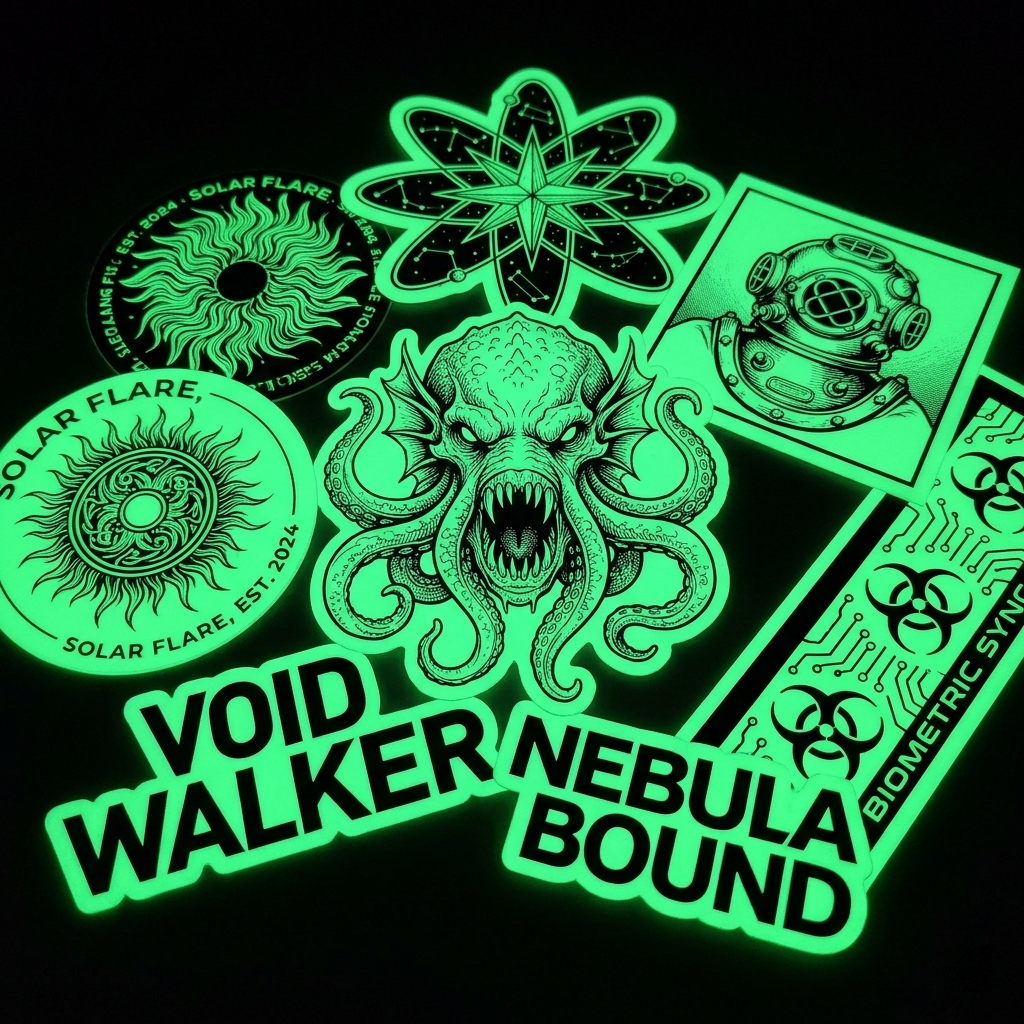 Glowing stickers with various designs, suitable for the fun, imaginative artwork, letting them comes alive at night, like moon. sun, star related design