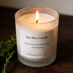 Candle labels with heat resistant material on glass jar candle used for home decor