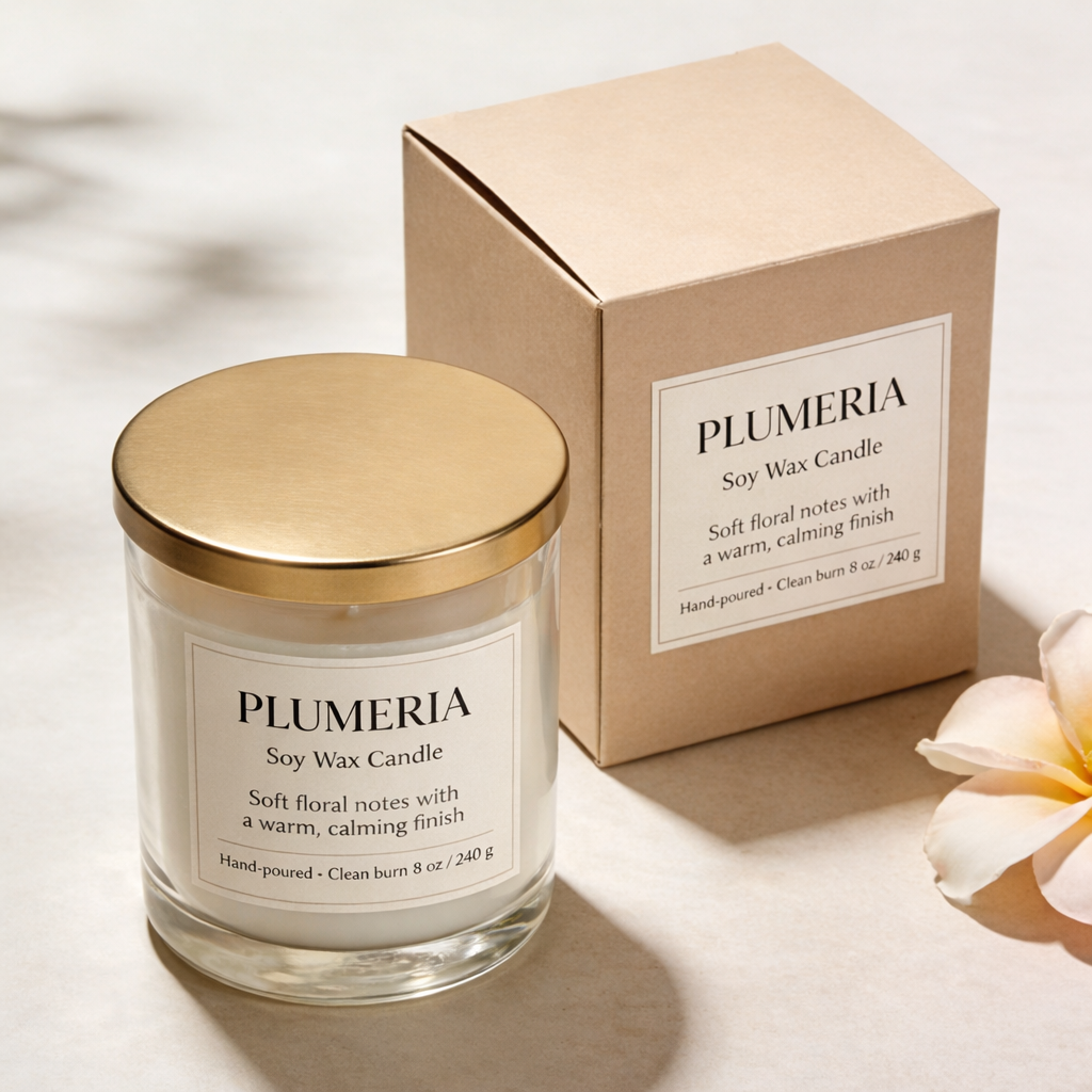 candle labels with minimal design for glass jar packaging