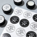 Black and white circle labels sheet minimalist round logo stickers for packaging