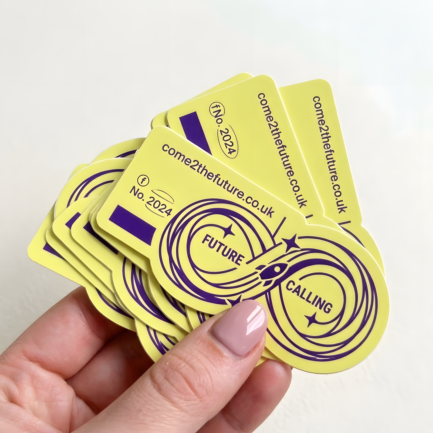 Custom shaped vinyl stickers with detailed artwork and vibrant printing, ideal for brands, creators, and promotional projects.