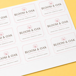 Rectangle labels featuring a furniture store logo design for custom branding stickers