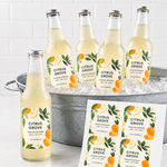 Custom waterproof labels for beverage bottles submerged in an ice bucket, showcasing oil and water resistance with vivid, high-definition printing on vinyl material.