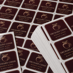 custom rounded corner sheet labels for cider packaging with square logo stickers on sheets