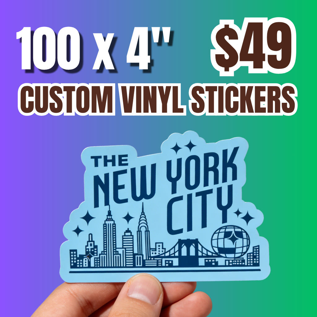 100 × 4" Custom Vinyl Stickers - Free Shipping