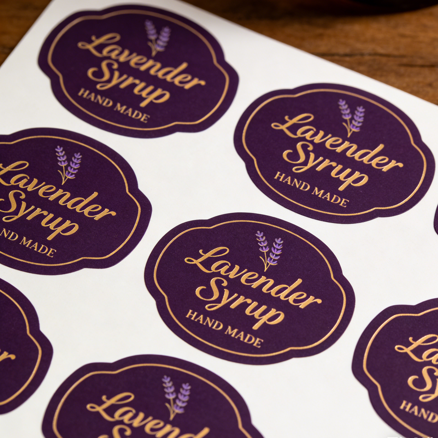 die cut sheet labels for handmade products with lavender branding stickers