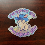Custom glitter sticker with a rabbit design on a wooden surface
