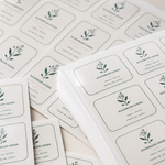 rounded corner sheet labels stacked on sheets with custom printed adhesive labels for product packaging
